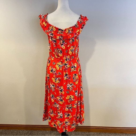 Anthropology Sleeveless Floral Red midi Dress size 8 - Picture 8 of 13